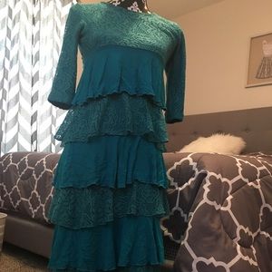 Teal Dainty Jewell’s Ruffle Layered Dress